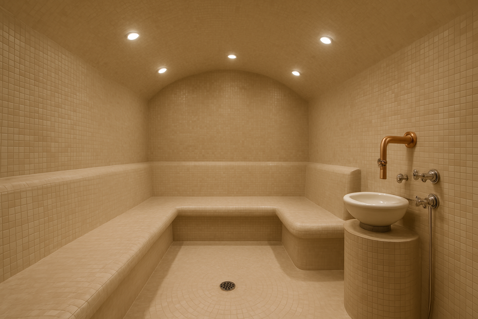 Custom-built steam room with Classic Spa equipment